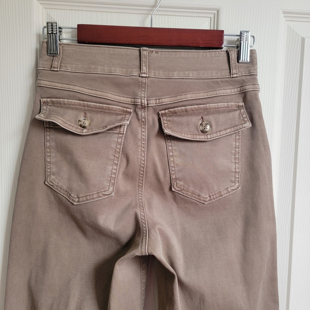 SPANX Stretch Twill Wide Leg Crop Pants High Rise Mauve Brown Small - Picture 11 of 12